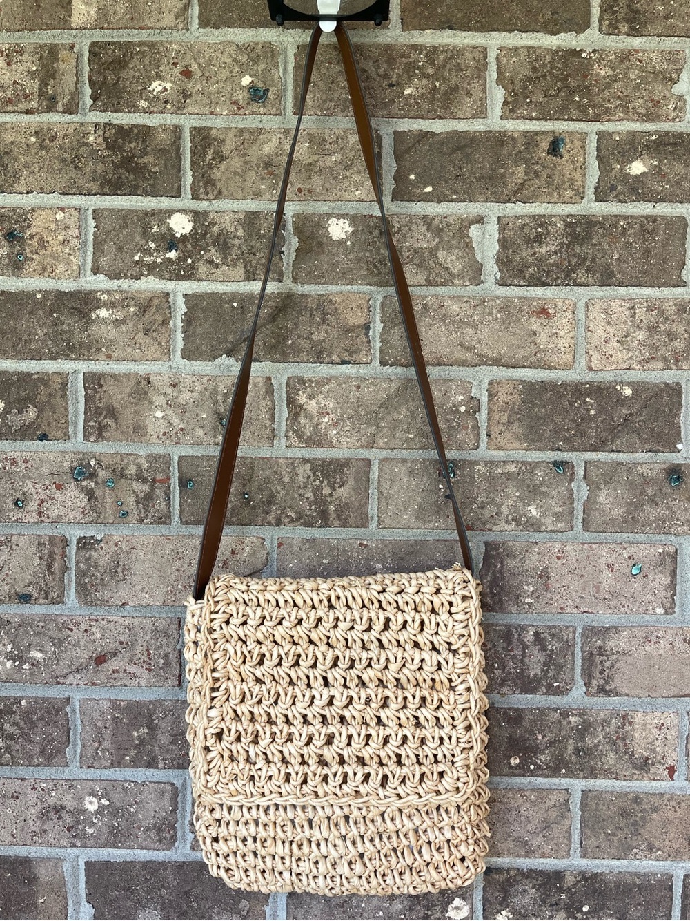 Woven Straw Raffia Shoulder Bag Natural Tan Brown Strap - Picture 2 of 16